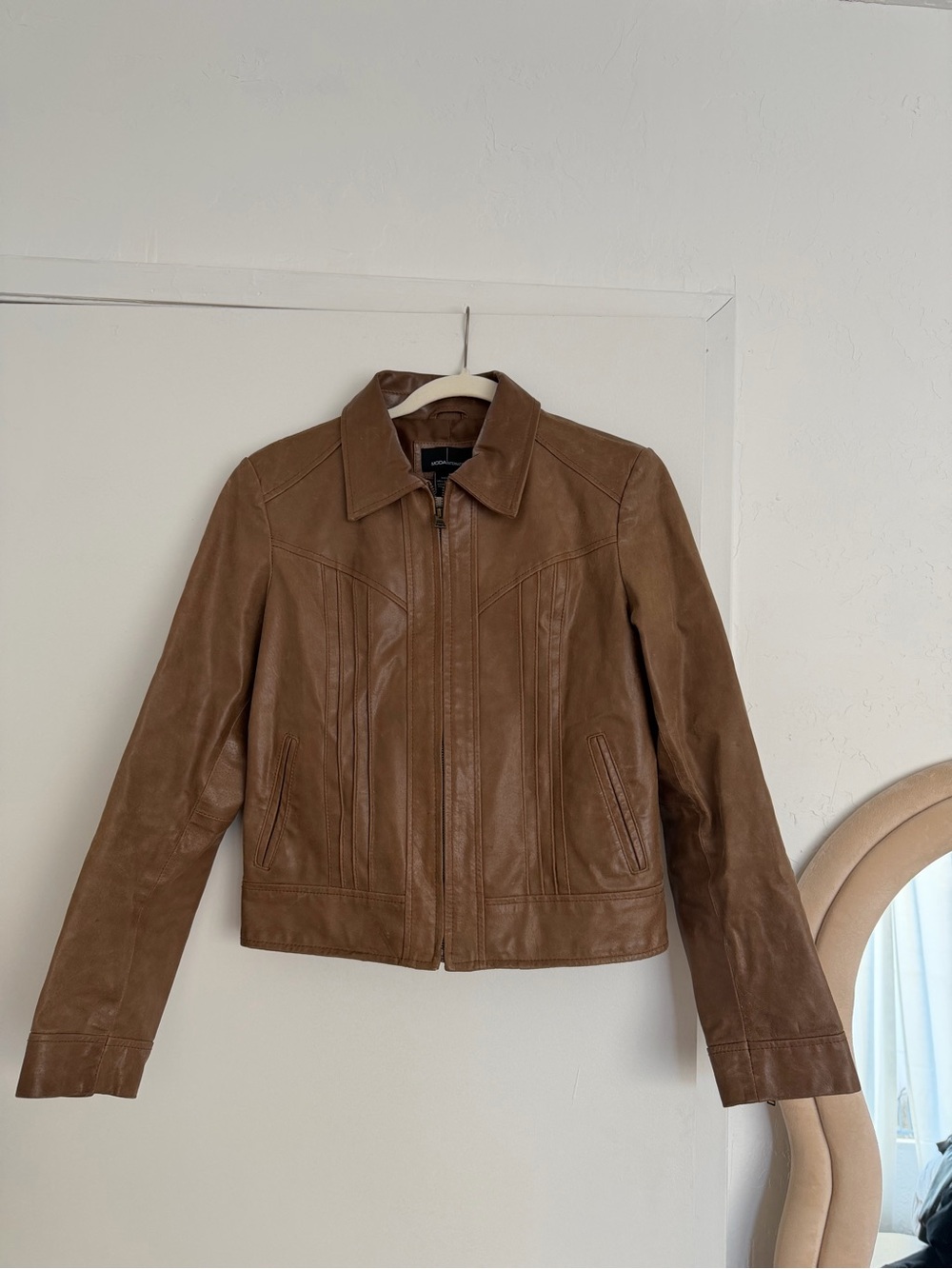 Moda International Tan Leather Jacket